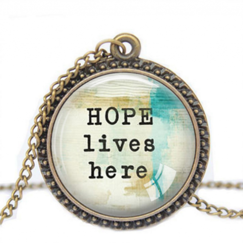 Inspirational Quote Glass Pendant Necklace